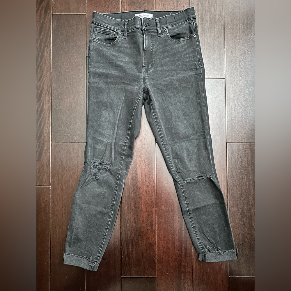 Madewell Dark Grey High Rise Skinny Skinny Jeans